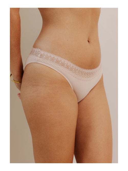 Lot de 3 culottes en coton et dentelle - Kiabi