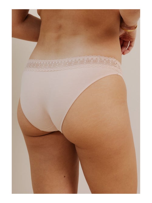 Lot de 3 culottes en coton et dentelle - Kiabi