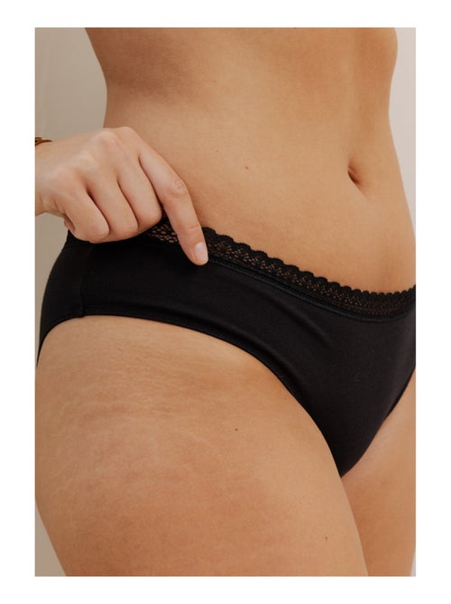 Lot de 3 culottes en coton et dentelle - Kiabi