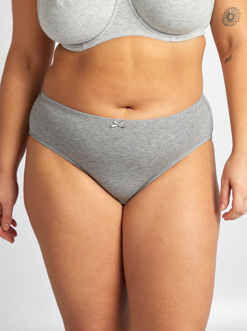 Lot de 3 culottes en coton stretch Gris - Kiabi