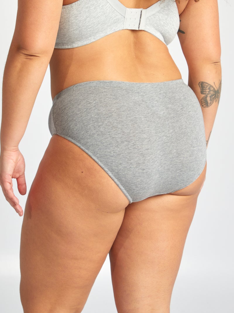 Lot de 3 culottes en coton stretch Gris - Kiabi