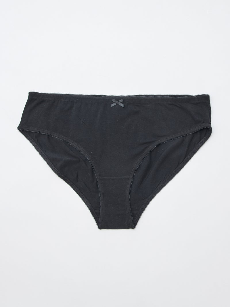 Lot de 3 culottes en coton stretch Noir - Kiabi