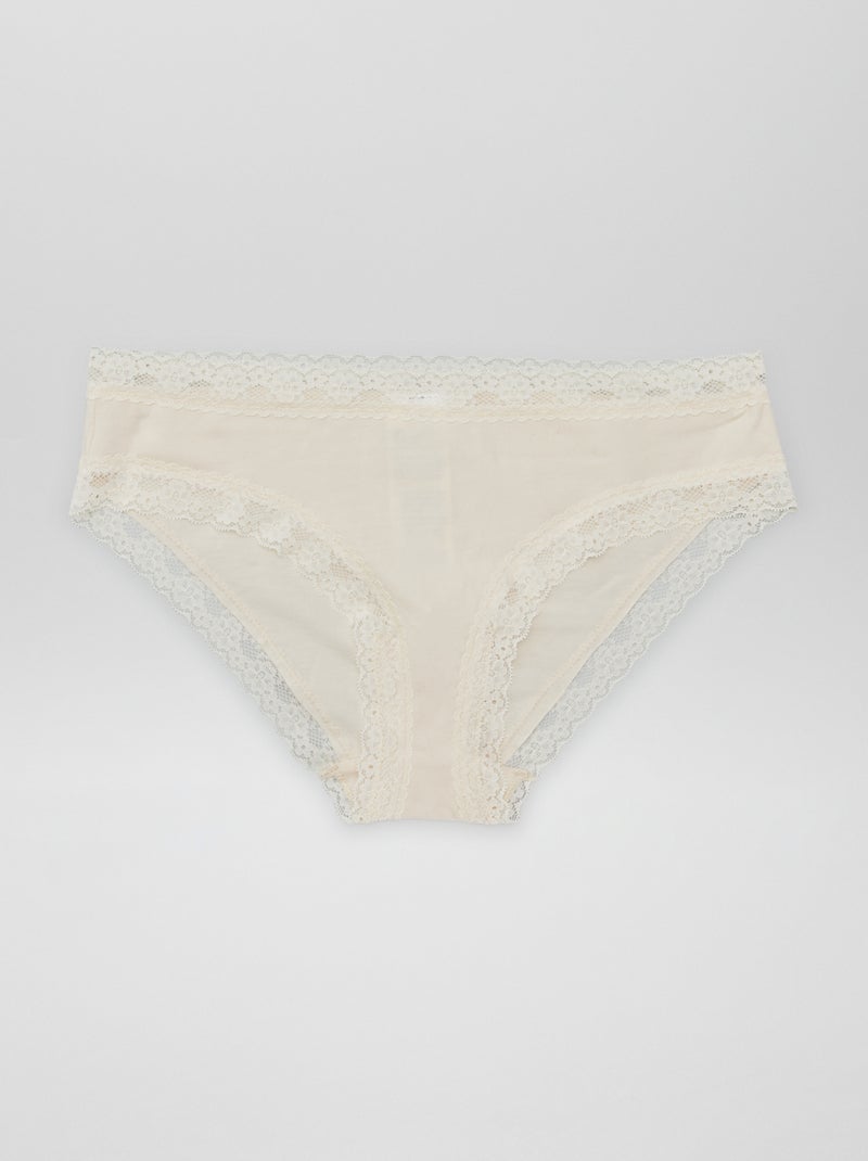 Lot de 3 culottes en dentelle Beige/noir - Kiabi