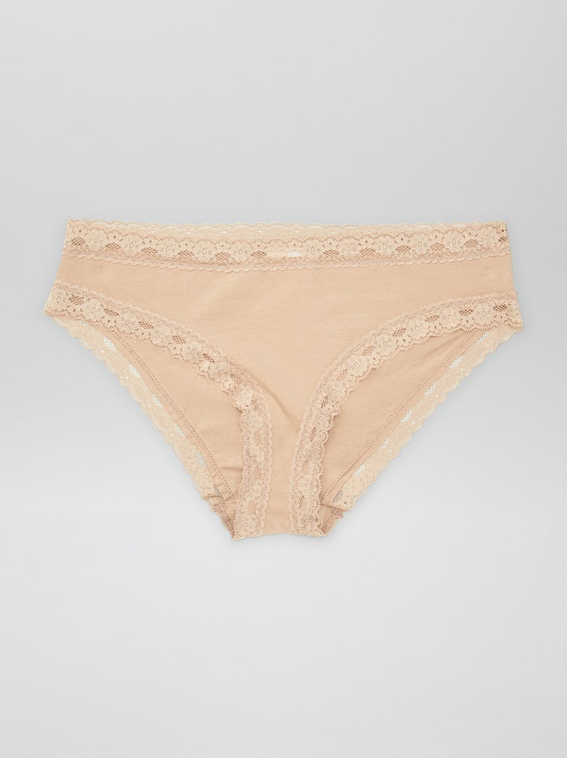 Lot de 3 culottes en dentelle Beige/noir - Kiabi