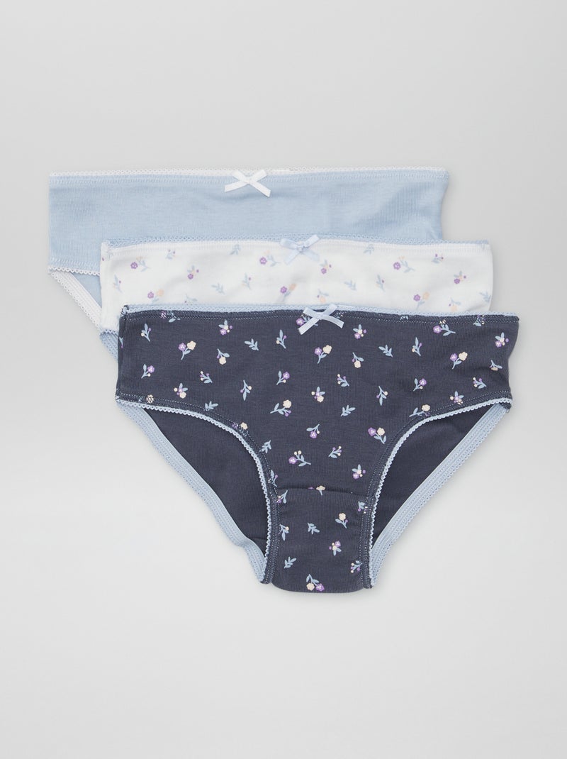 Lot de 3 culottes en jersey Blanc/bleu - Kiabi