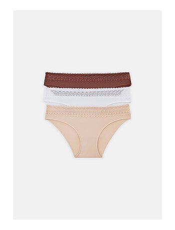 Lot de 3 culottes en microfibre et dentelle