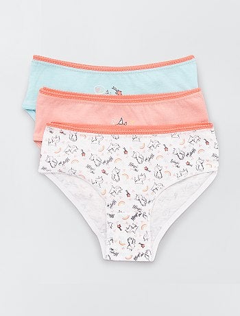 Lot de 3 culottes en pur coton 'chats licornes'
