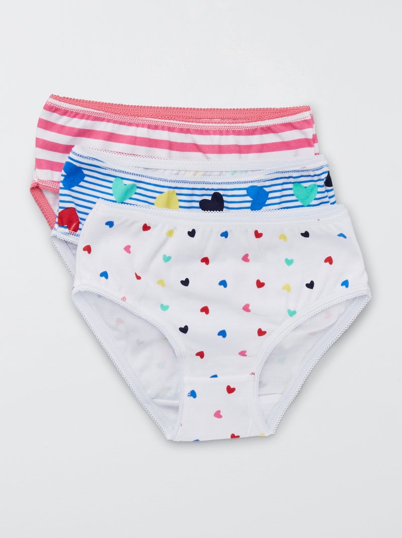 Lot de 3 culottes fantaisie rose/bleu - Kiabi