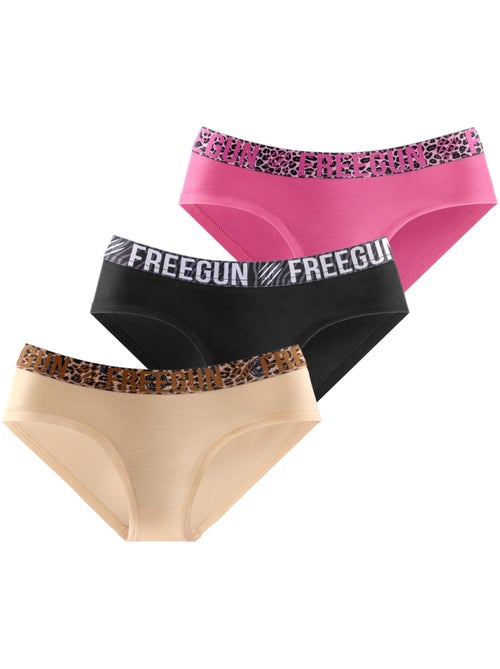 Lot de 3 culottes femme en coton Bestial Freegun - Kiabi