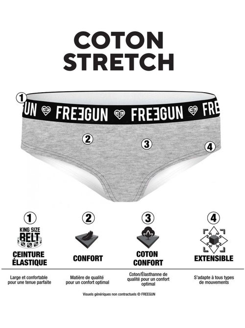 Lot de 3 culottes femme en coton Bestial Freegun - Kiabi
