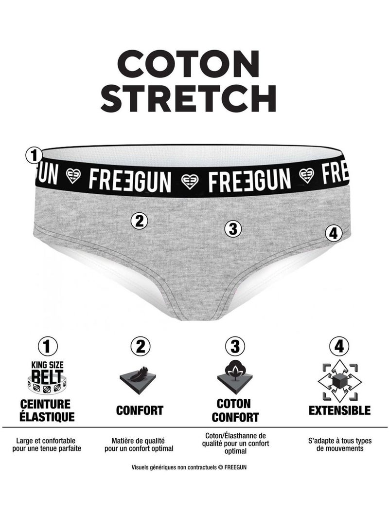 Lot de 3 culottes femme en coton Bestial Freegun Rose - Kiabi