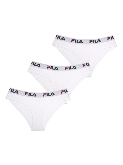 Lot de 3 culottes femme en coton couleur blanche fila - Kiabi Lot de 3 culottes femme en coton couleur blanche fila - Kiabi