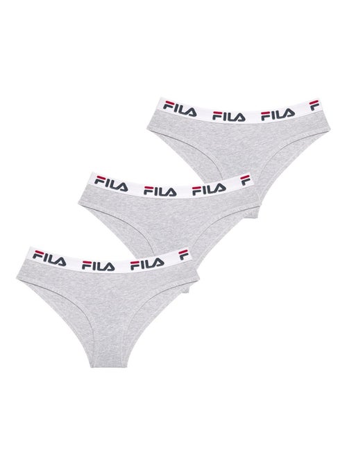 Lot de 3 culottes femme en coton couleur grise fila - Kiabi Lot de 3 culottes femme en coton couleur grise fila - Kiabi