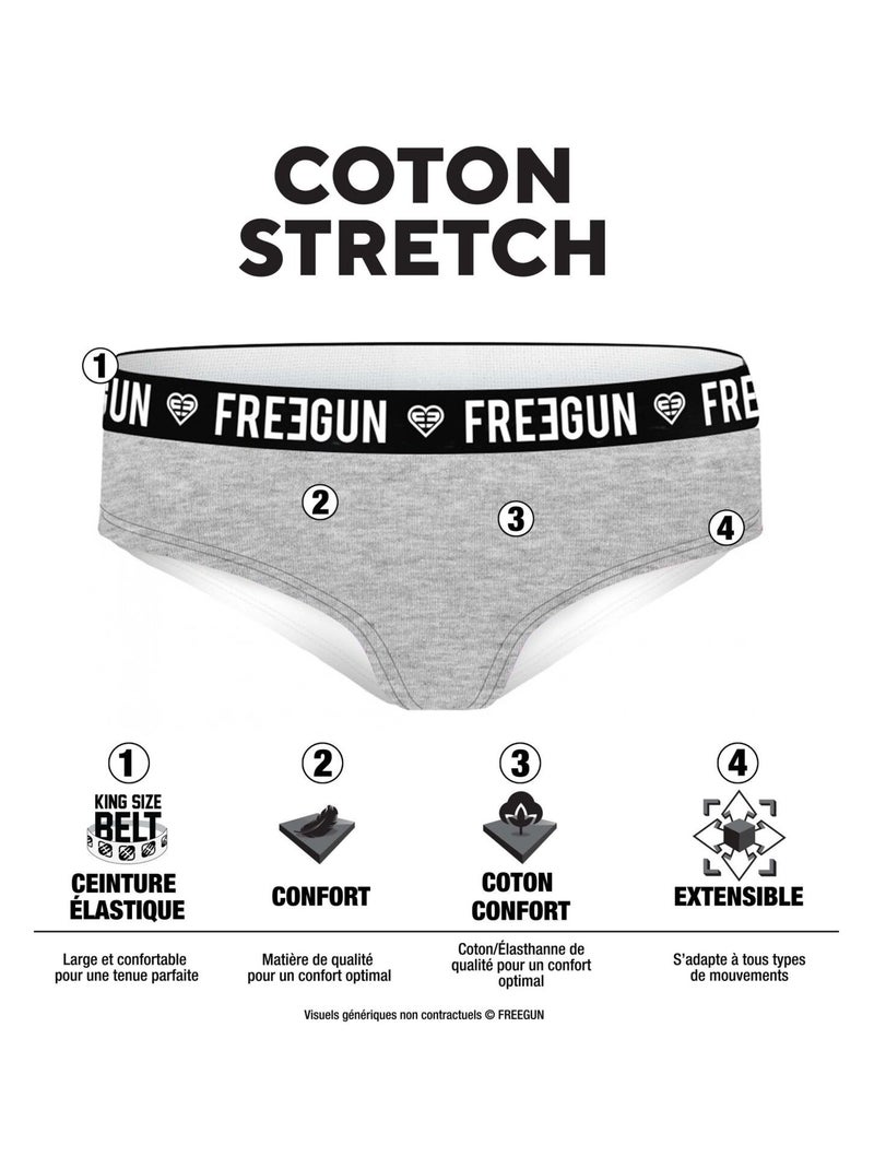 Lot de 3 culottes femme en coton Ethnik Freegun Noir - Kiabi