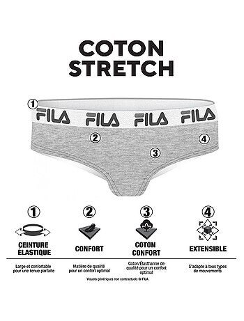 Lot de 3 culottes femme en coton FU6043 couleur Blanche Fila