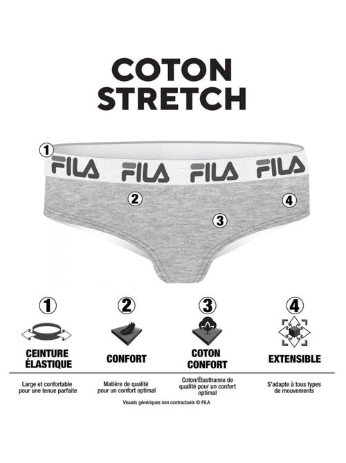 Lot de 3 culottes femme en coton FU6043 couleur Blanche Fila - Kiabi