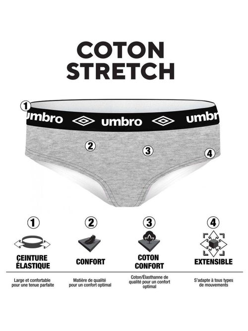 Lot de 3 culottes femme en coton Umbro ceinture Noire Umbro - Kiabi
