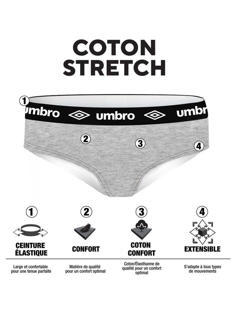Lot de 3 culottes femme en coton Umbro ceinture Noire Umbro Noir - Kiabi