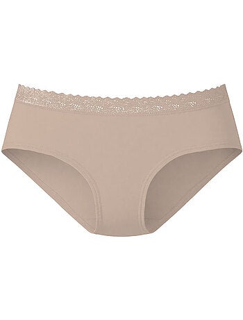 Lot de 3 culottes femme en coton uni et ceinture en dentelle uni pierre cardin