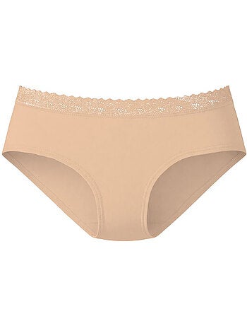 Lot de 3 culottes femme en coton uni et ceinture en dentelle uni pierre cardin