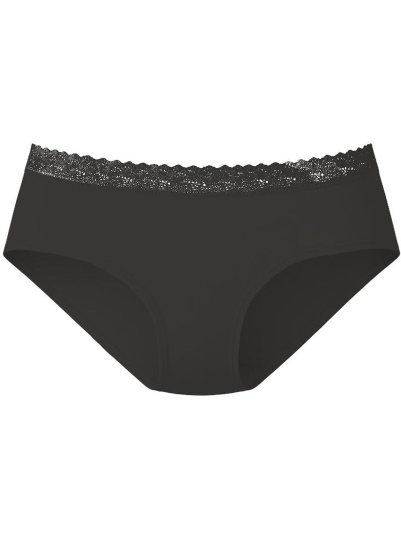 Lot de 3 culottes femme en coton uni et ceinture en dentelle uni pierre cardin Noir - Kiabi