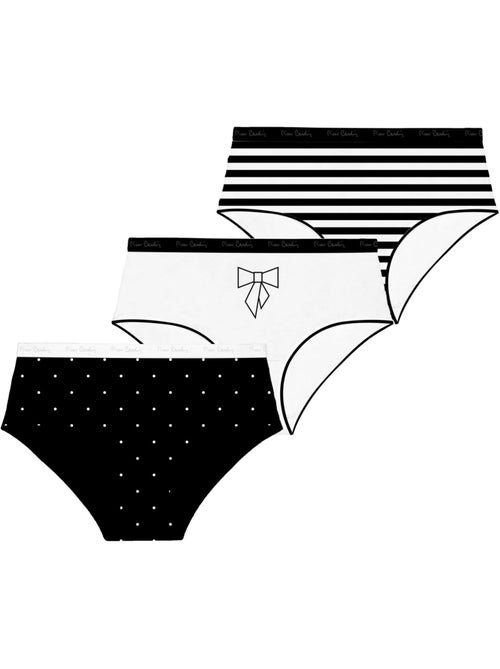 Lot de 3 culottes femme en coton uni imprimé ceinture fine 2cm pck25 pierre cardin - Kiabi Lot de 3 culottes femme en coton uni imprimé ceinture fine 2cm pck25 pierre cardin - Kiabi