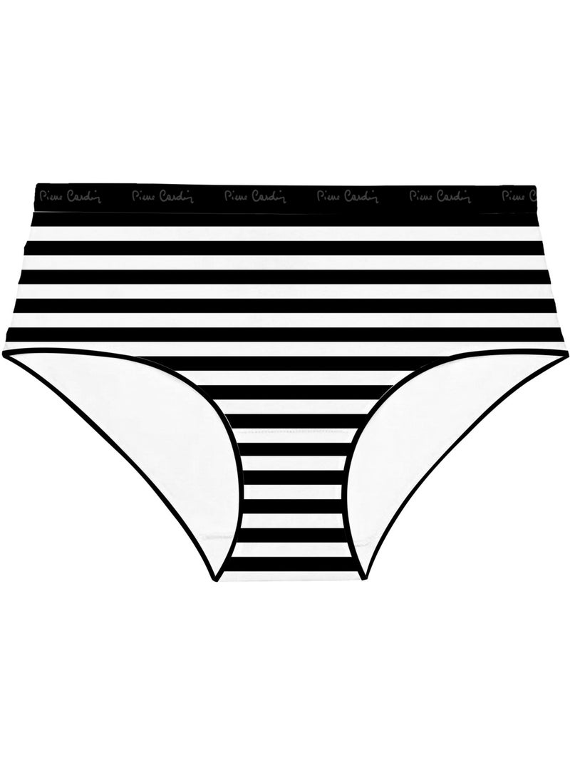 Lot de 3 culottes femme  en coton uni imprimé ceinture fine 2cm pck25 pierre cardin Noir - Kiabi