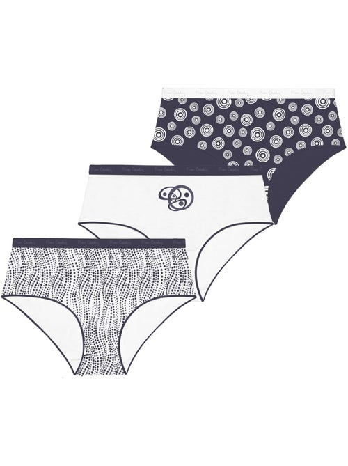 Lot de 3 culottes femme en coton uni imprimé ceinture fine 2cm pck29 pierre cardin - Kiabi Lot de 3 culottes femme en coton uni imprimé ceinture fine 2cm pck29 pierre cardin - Kiabi
