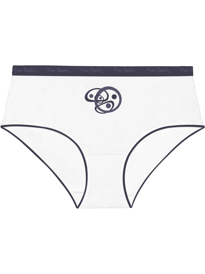 Lot de 3 culottes femme  en coton uni imprimé ceinture fine 2cm pck29 pierre cardin Noir - Kiabi