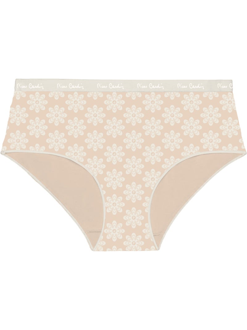 Lot de 3 culottes femme  en coton uni imprimé ceinture fine 2cm pck49 pierre cardin Beige - Kiabi