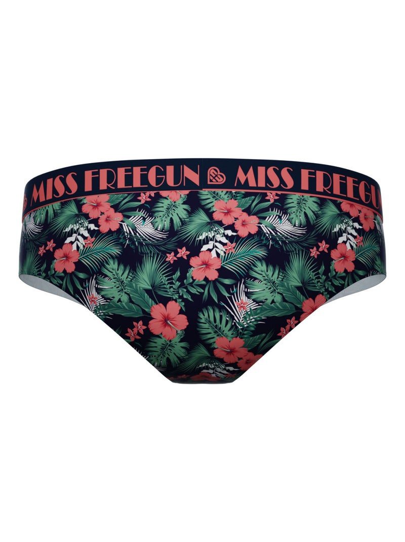 Lot de 3 culottes femme Tropical Flower Freegun Rouge - Kiabi