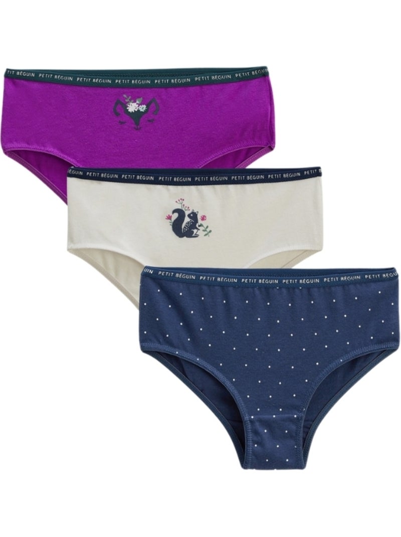 Lot de 3 culottes fille Ecureuil Violet - Kiabi
