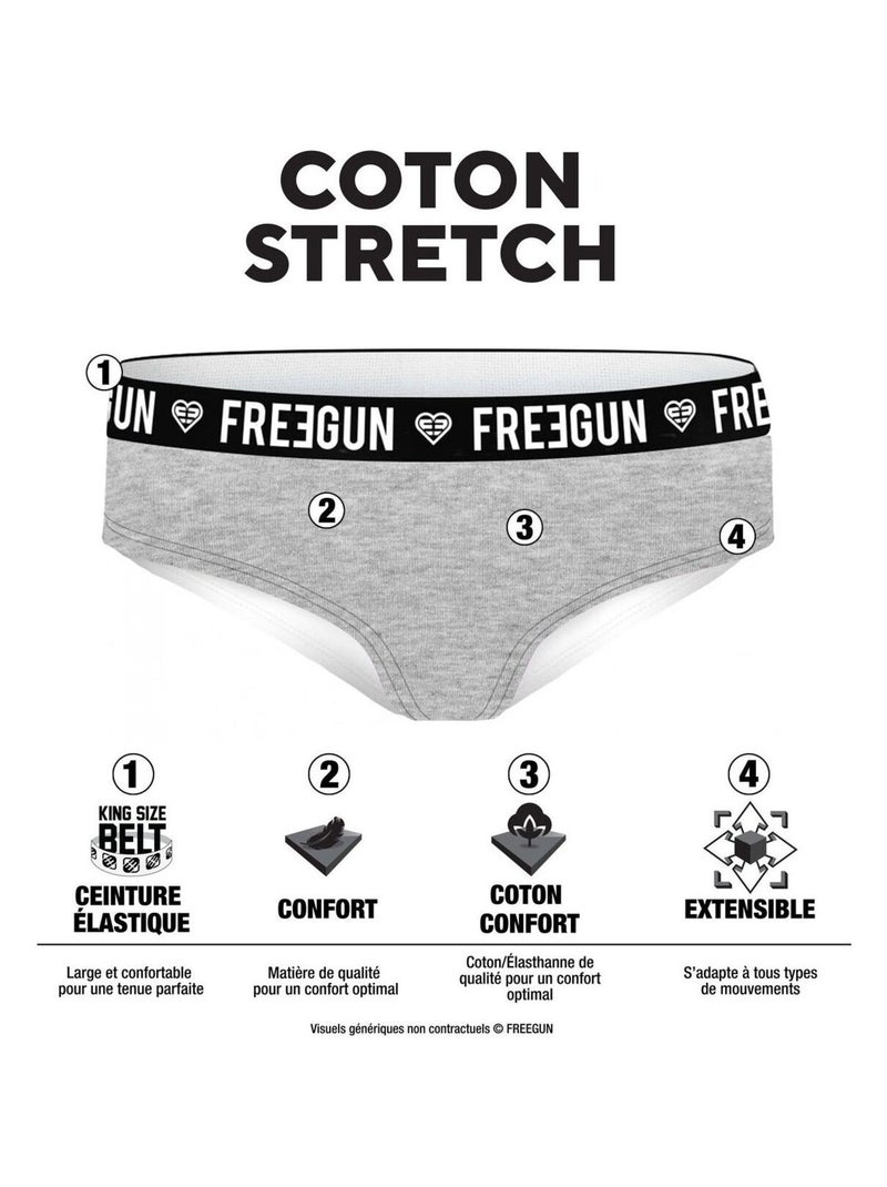 Lot de 3 culottes fille en coton Bestial Freegun Rose - Kiabi