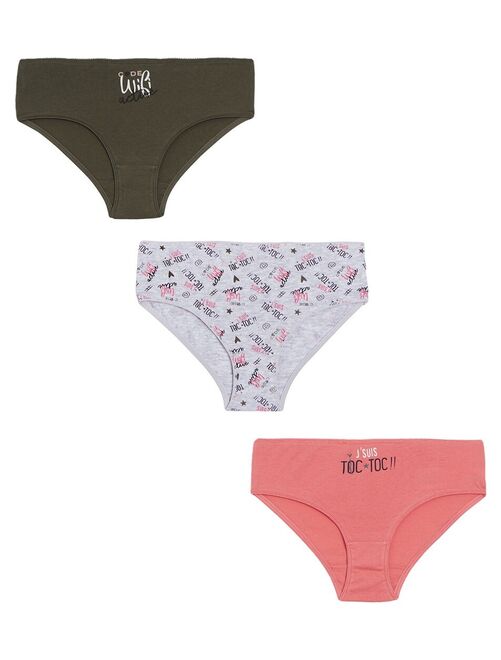 Lot de 3 culottes fille en coton bio Wifi - Kiabi