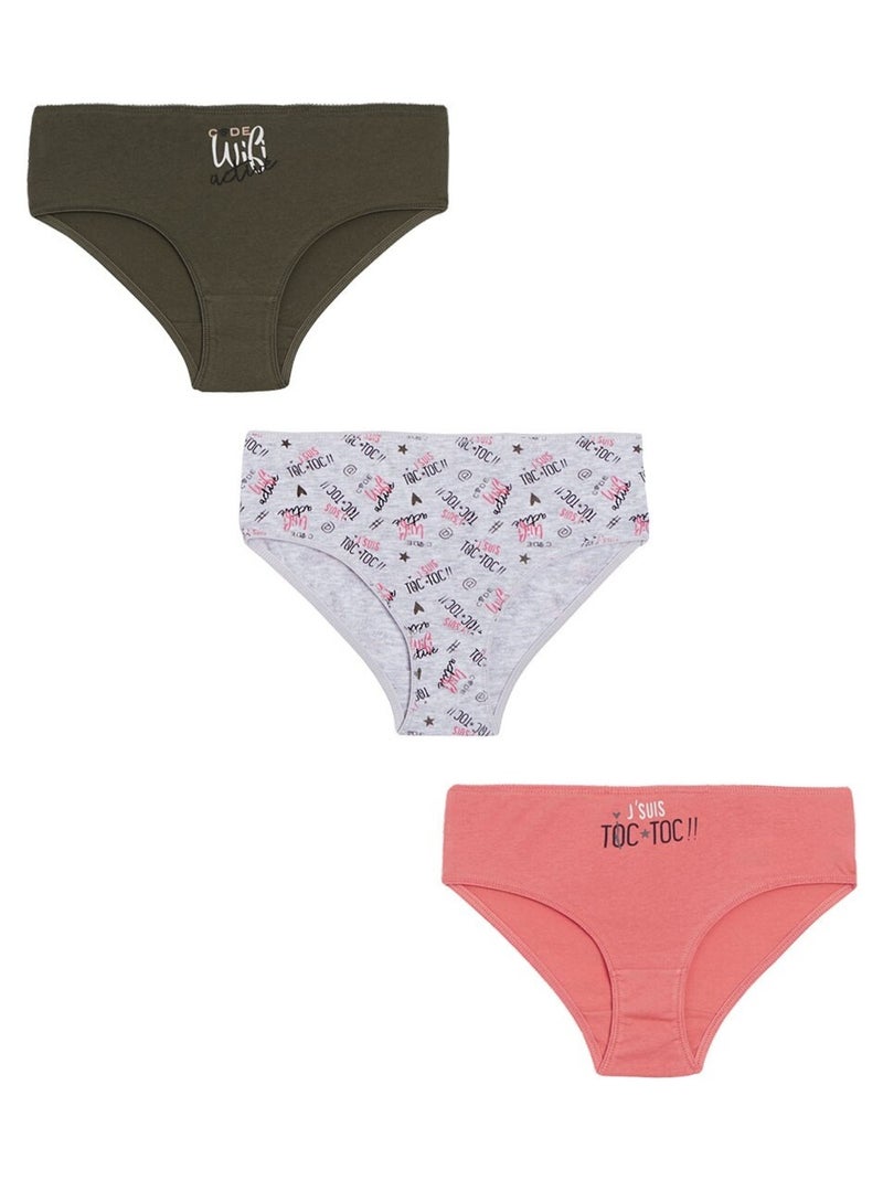 Lot de 3 culottes fille en coton bio Wifi Multicolore - Kiabi