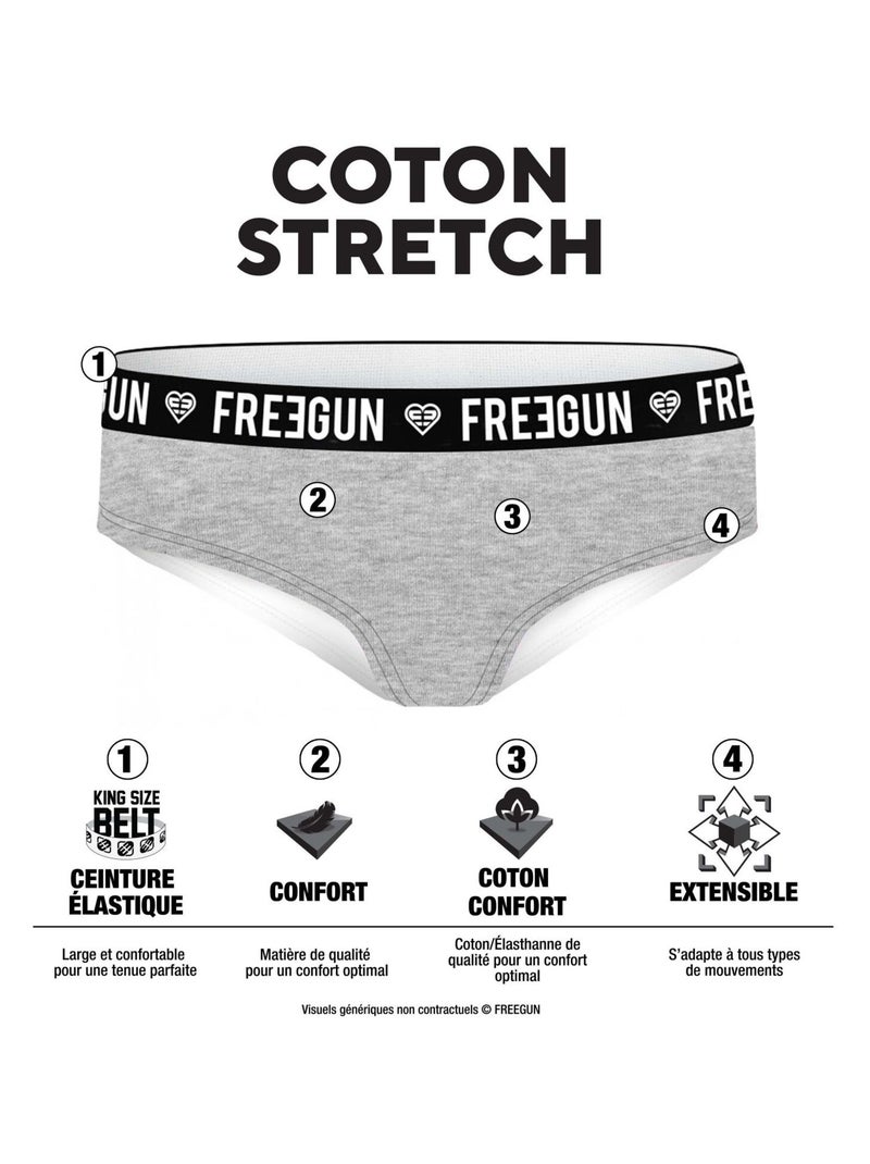 Lot de 3 culottes fille en coton Ethnik Freegun Noir Bleu - Kiabi