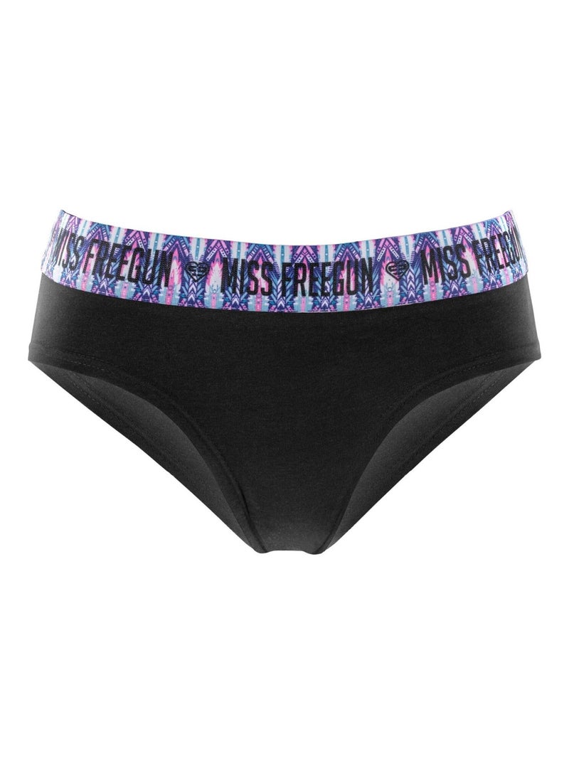 Lot de 3 culottes fille en coton Ethnik Freegun Noir Bleu - Kiabi