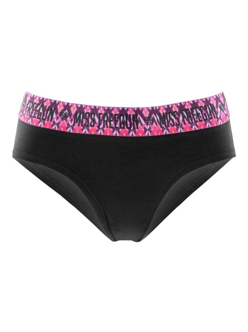 Lot de 3 culottes fille en coton Ethnik Freegun Noir Bleu - Kiabi