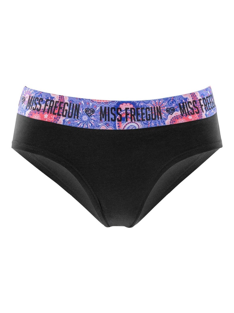 Lot de 3 culottes fille en coton Ethnik Freegun Noir Bleu - Kiabi