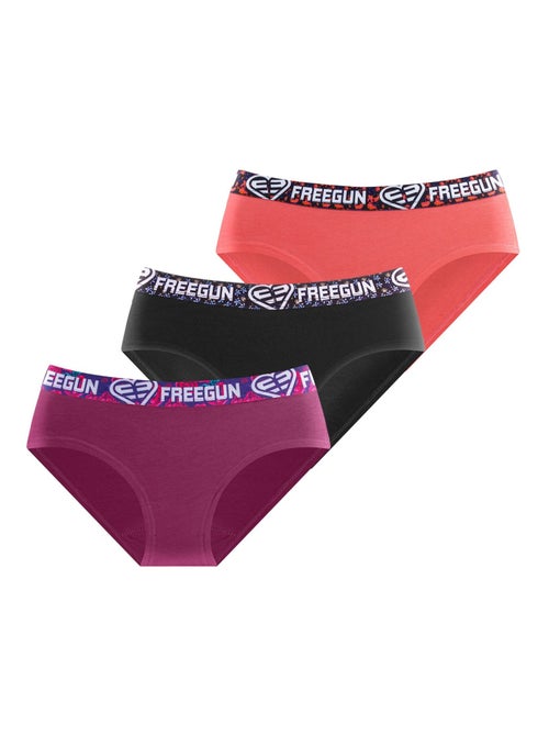 Lot de 3 culottes fille en coton Origami Freegun - Kiabi