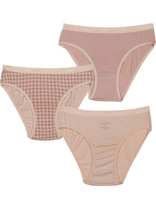 Lot de 3 culottes fille en coton stretch à  motif Les Pockets - Kiabi