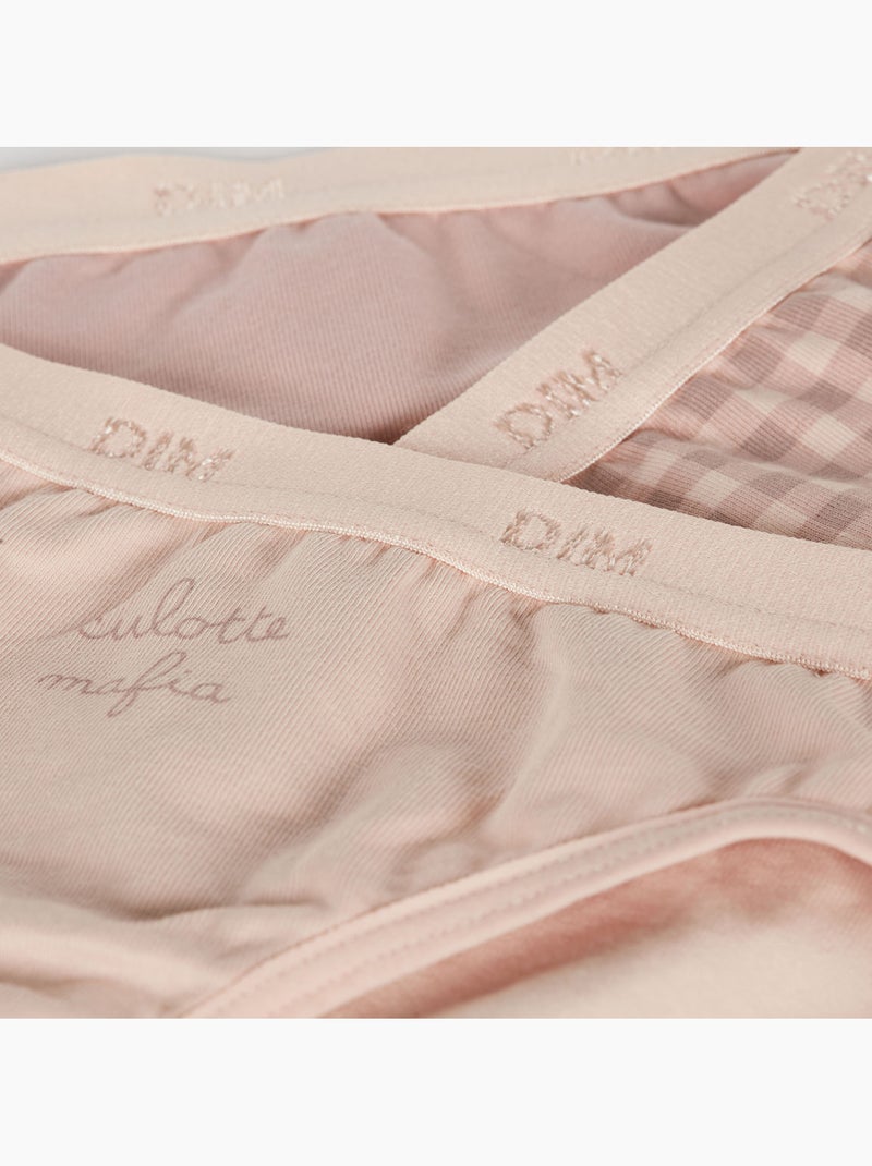 Lot de 3 culottes fille en coton stretch à  motif Les Pockets Beige foncé - Kiabi