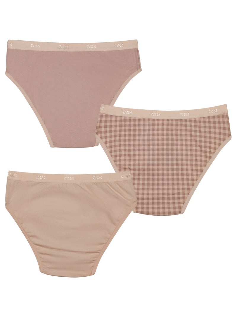 Lot de 3 culottes fille en coton stretch à  motif Les Pockets Rose - Kiabi