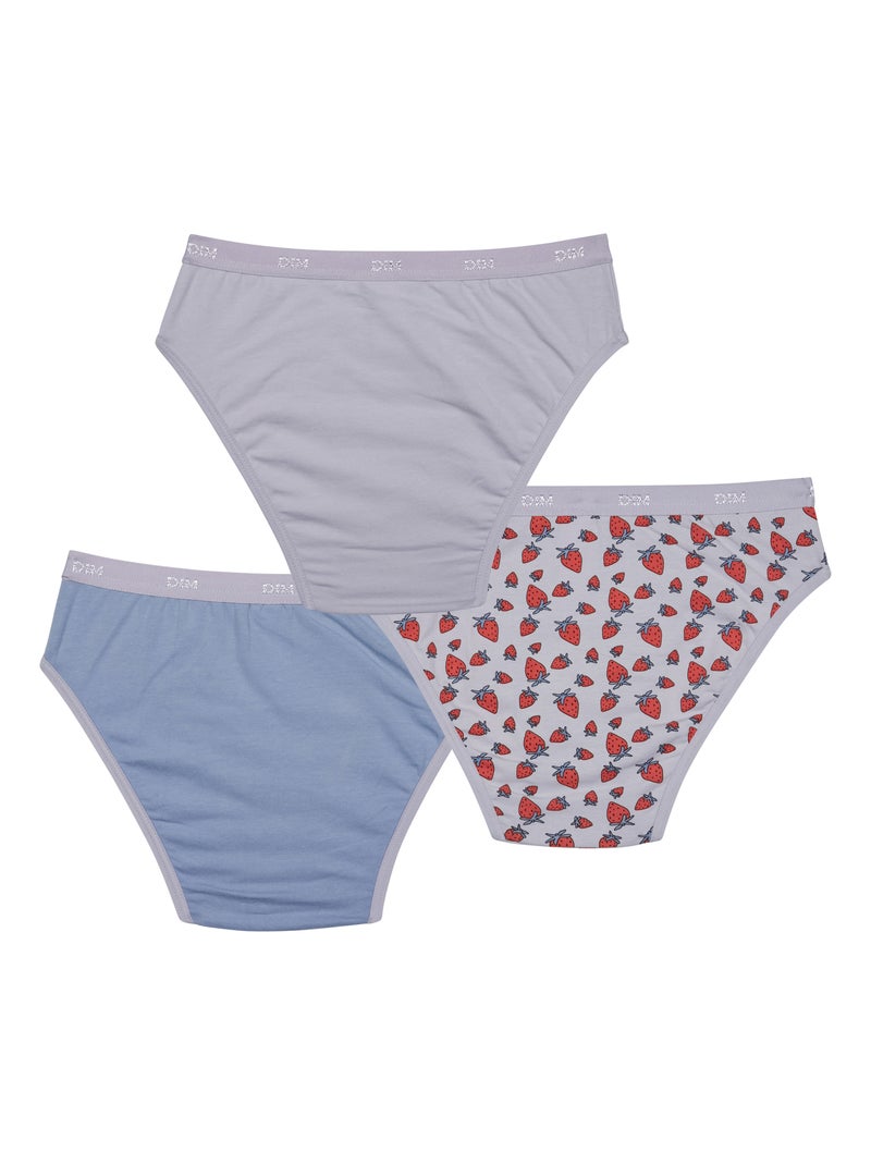 Lot de 3 culottes fille en coton stretch à  motif Les Pockets Violet clair - Kiabi