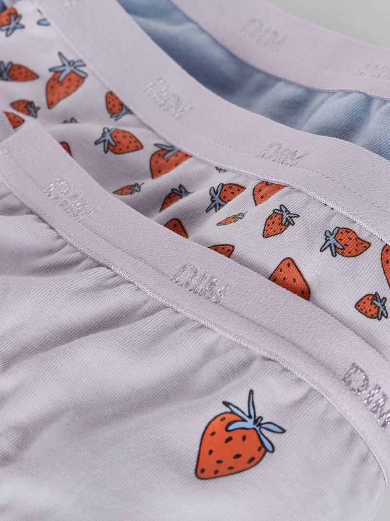 Lot de 3 culottes fille en coton stretch à  motif Les Pockets Violet clair - Kiabi