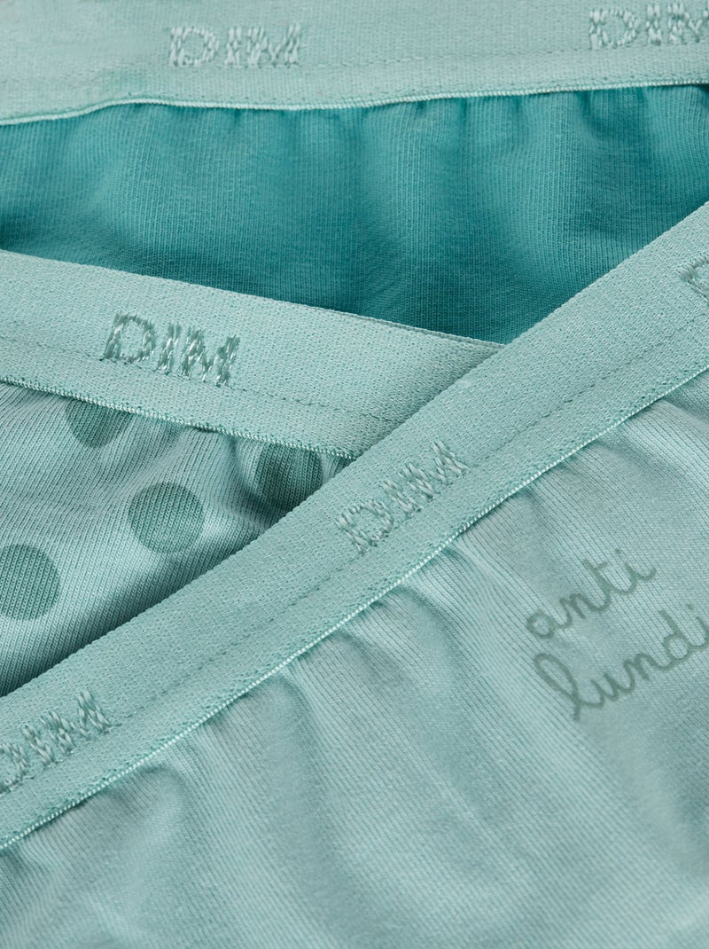 Lot de 3 culottes fille en coton stretch à  pois Les Pockets Vert - Kiabi