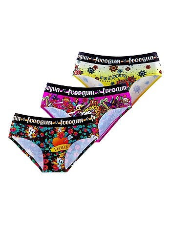 Lot de 3 culottes fille Hardy Tatoo Freegun