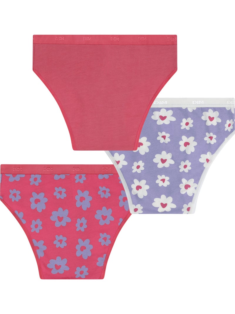Lot de 3 Culottes fille Les Pockets Coton Rose - Kiabi