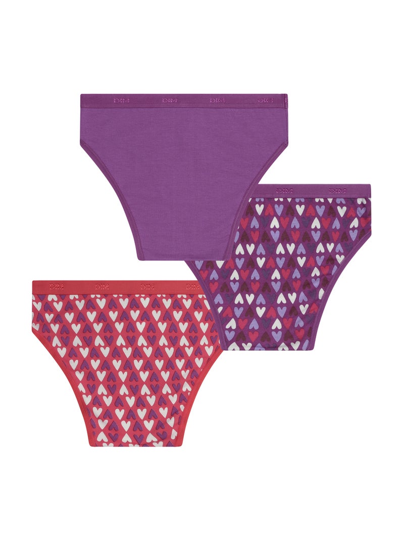 Lot de 3 Culottes fille Les Pockets Coton Violet - Kiabi