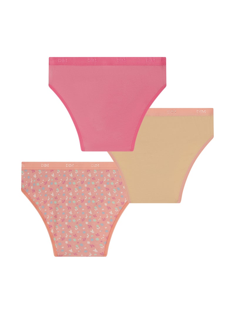 Lot de 3 Culottes fille Pockets Coton Rose bonbon - Kiabi